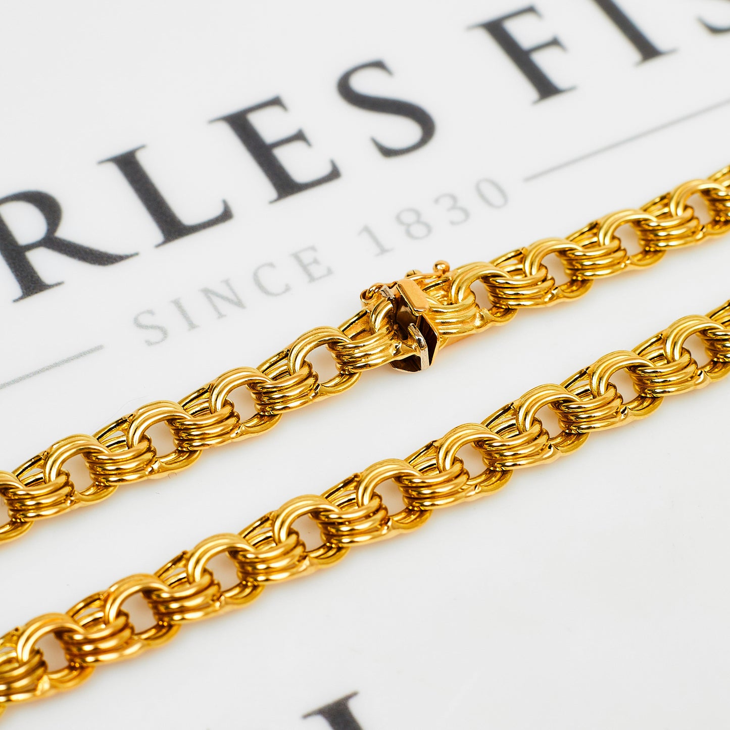 Pre-Owned 18ct Gold Triple Round Link Necklace 16 Inch