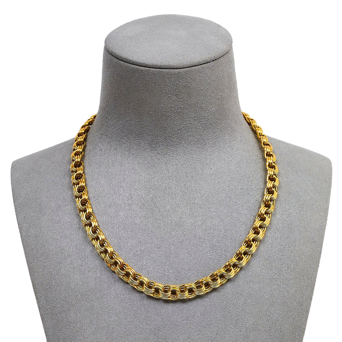 Pre-Owned 18ct Gold Triple Round Link Necklace 16 Inch