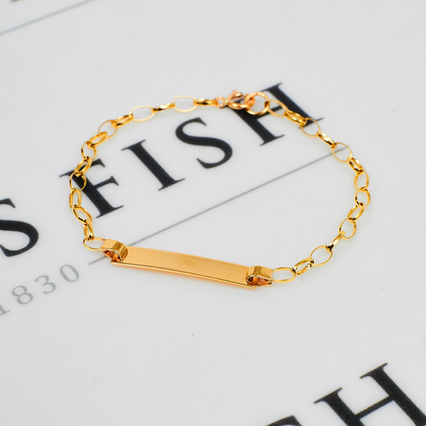 Pre-Owned 9ct Gold ID Plate Belcher Chain Bracelet 6 Inch