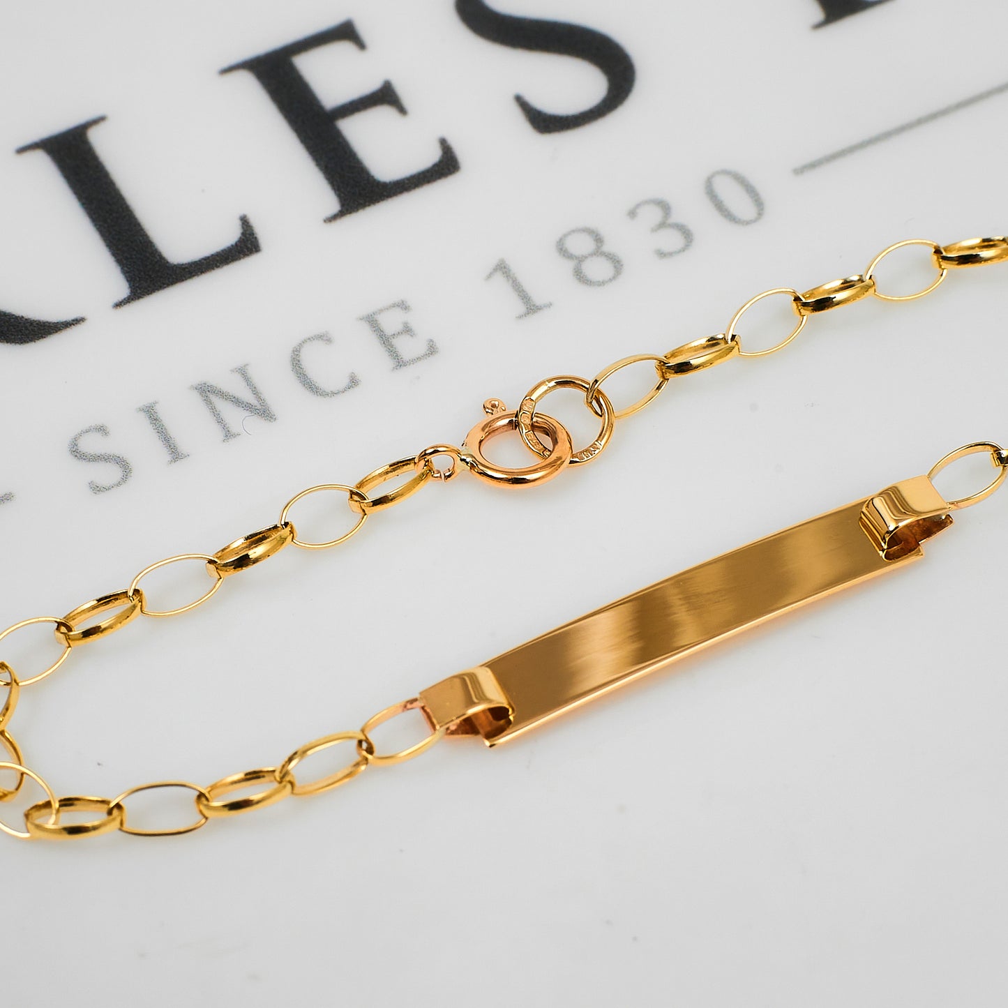 Pre-Owned 9ct Gold ID Plate Belcher Chain Bracelet 6 Inch