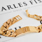 Pre-Owned 9ct Gold ID Plate Barked Curb Chain Bracelet