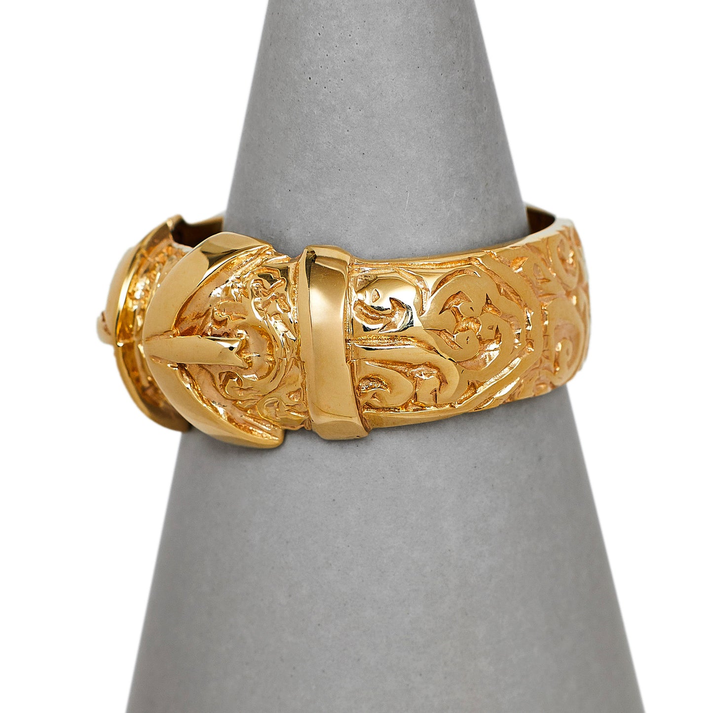 Pre-Owned 9ct Mens Gold Double Buckle Ring Size Y.5