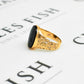 Pre-Owned 9ct Gold Mens Oval Onyx Signet Ring Size X