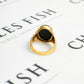 Pre-Owned 9ct Gold Mens Oval Onyx Signet Ring Size X