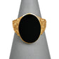 Pre-Owned 9ct Gold Mens Oval Onyx Signet Ring Size X