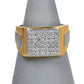 Pre-Owned 9ct Gold Mens 2 Tone CZ Square Signet Ring Size Y