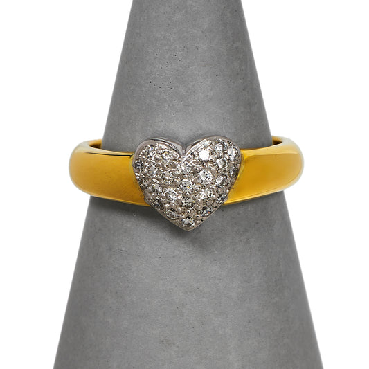 Pre-Owned 18ct Gold Diamond Heart Ring Size N.5