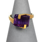 Pre-Owned 9ct Gold Faceted Rectangle Amethyst Ring Size L