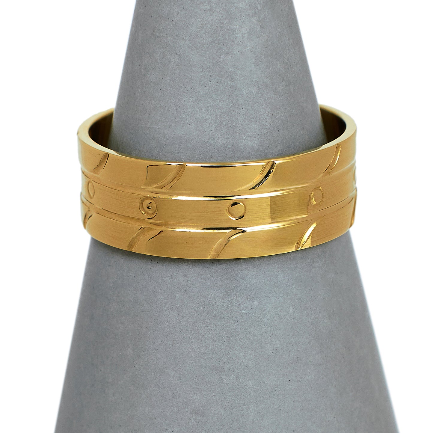 Pre-Owned 14ct Gold Patterned Band Ring Size P.5