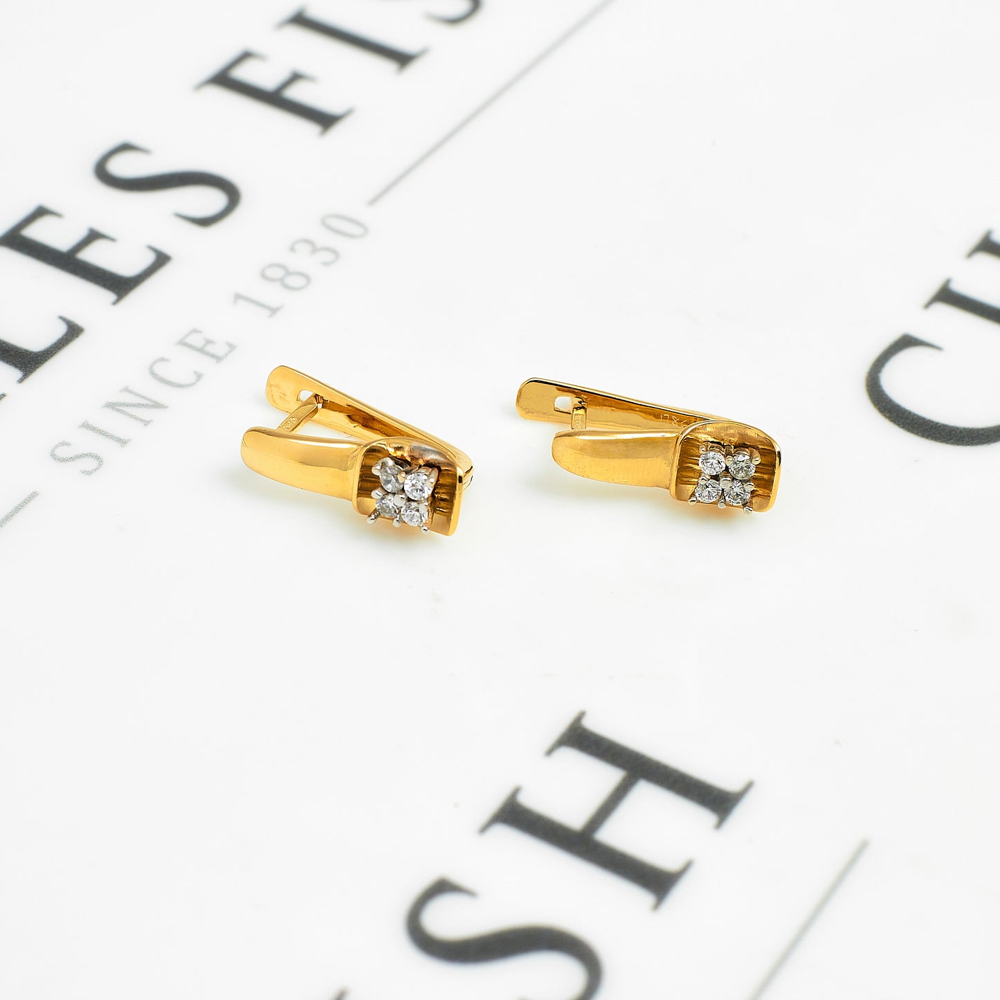 Pre-Owned 14ct Gold CZ Drop Earrings