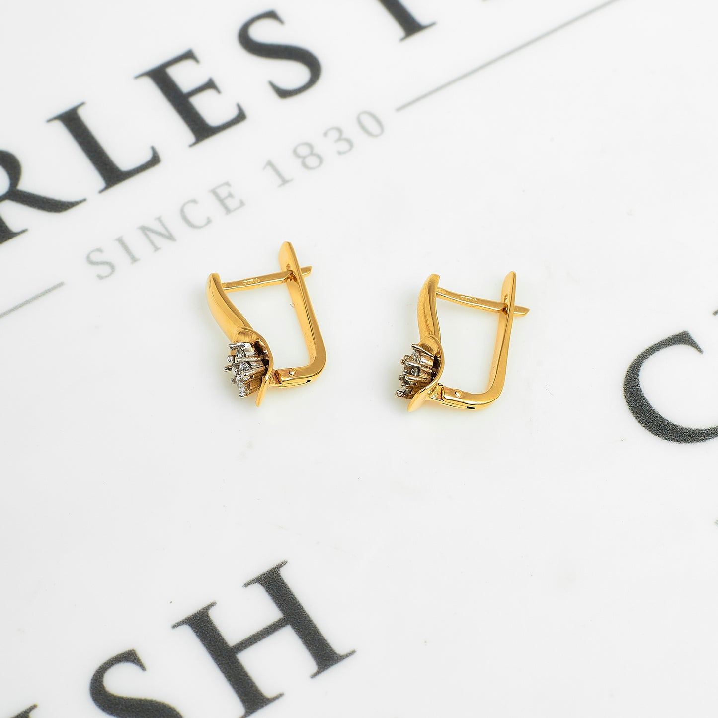 Pre-Owned 14ct Gold CZ Drop Earrings