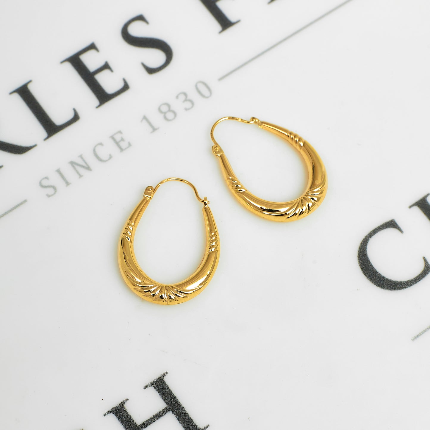 Pre-Owned 9ct Gold U Shaped Hoop Earrings