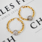Pre-Owned 9ct Gold 2 Tone Twist Creole Hoops & CZ Beads