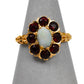 Pre-Owned 9ct Gold Oval Opal & Garnet Cluster Ring Size M.5