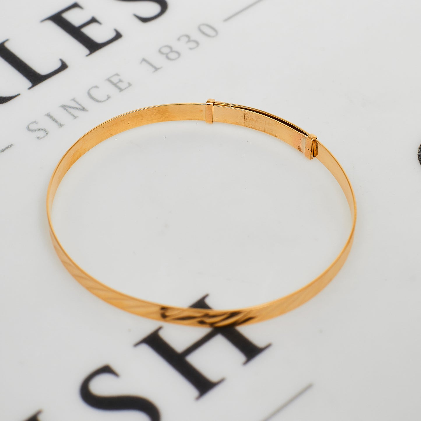 Pre-Owned 9ct Gold Patterned Baby Bangle Expandable