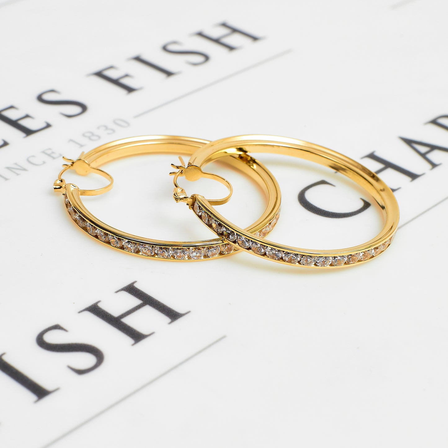 Pre-Owned 9ct Gold CZ Creole Hoop Earrings