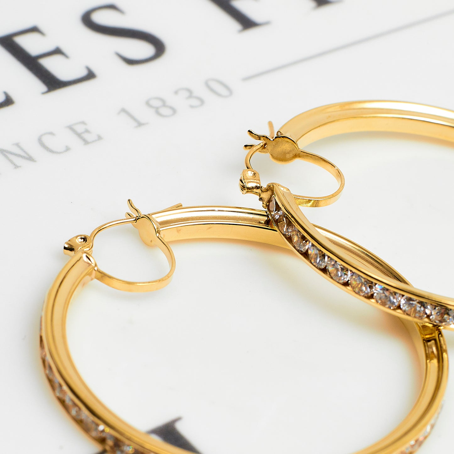 Pre-Owned 9ct Gold CZ Creole Hoop Earrings