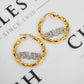 Pre-Owned 9ct Gold CZ MUM Creole Hoop Earrings