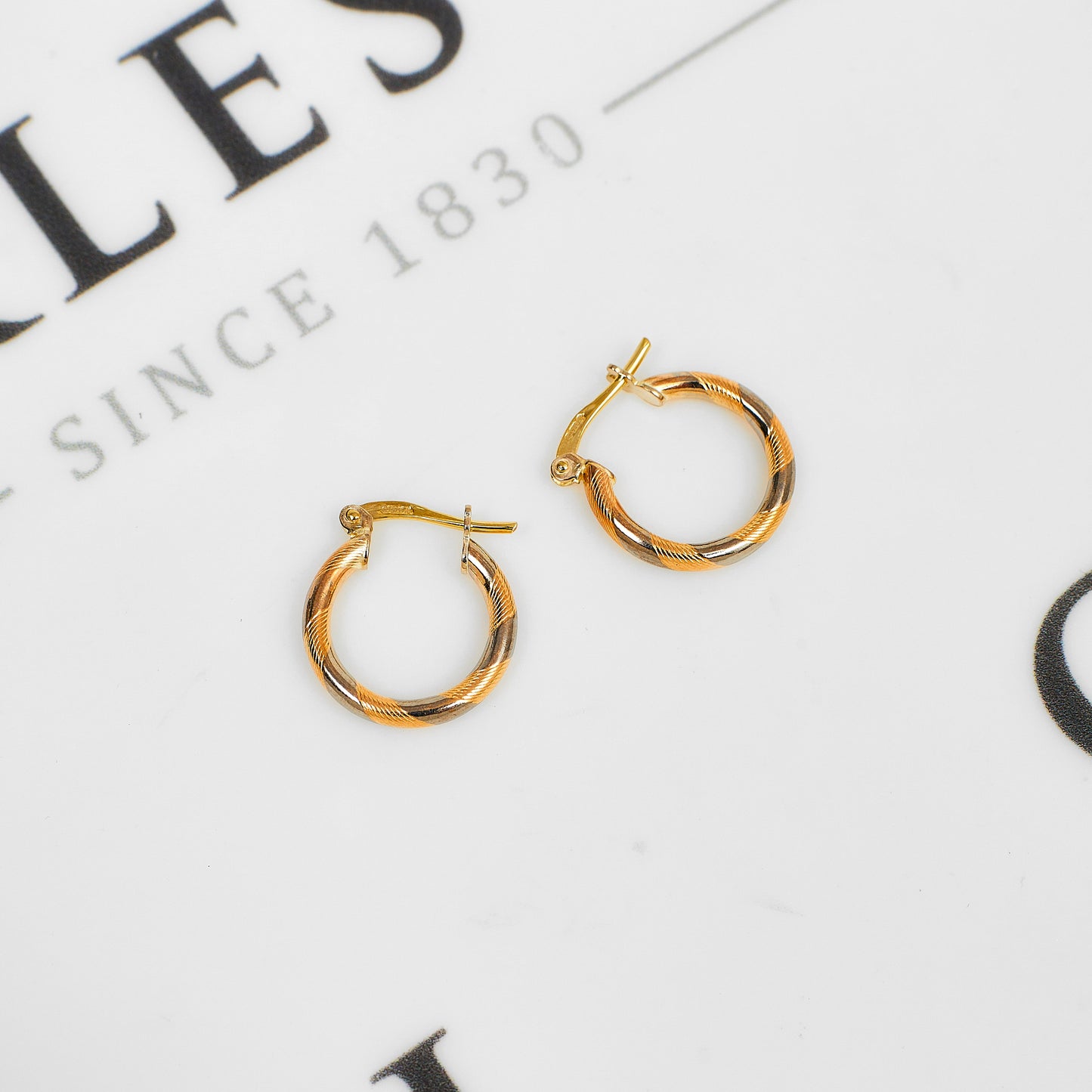 Pre-Owned 9ct Gold Bark Texture Creole Hoop Earrings