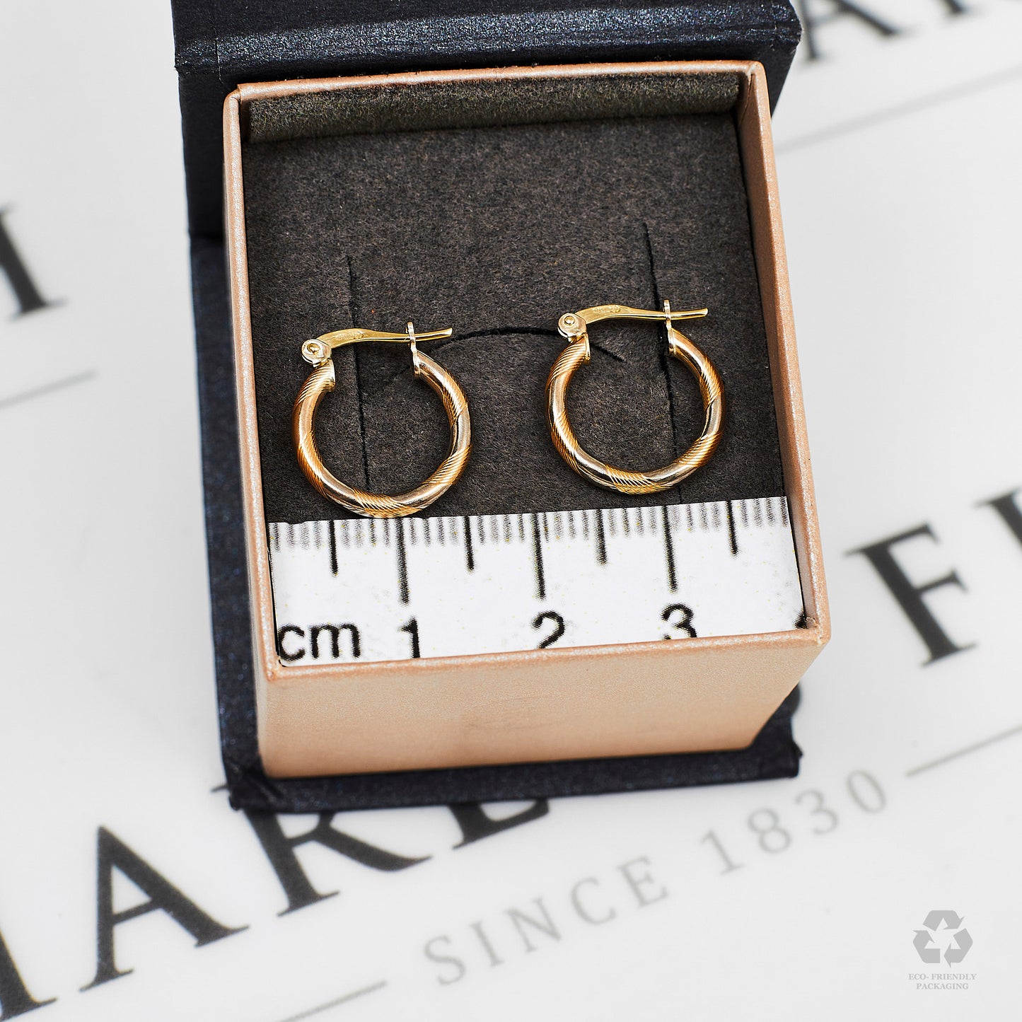 Pre-Owned 9ct Gold Bark Texture Creole Hoop Earrings