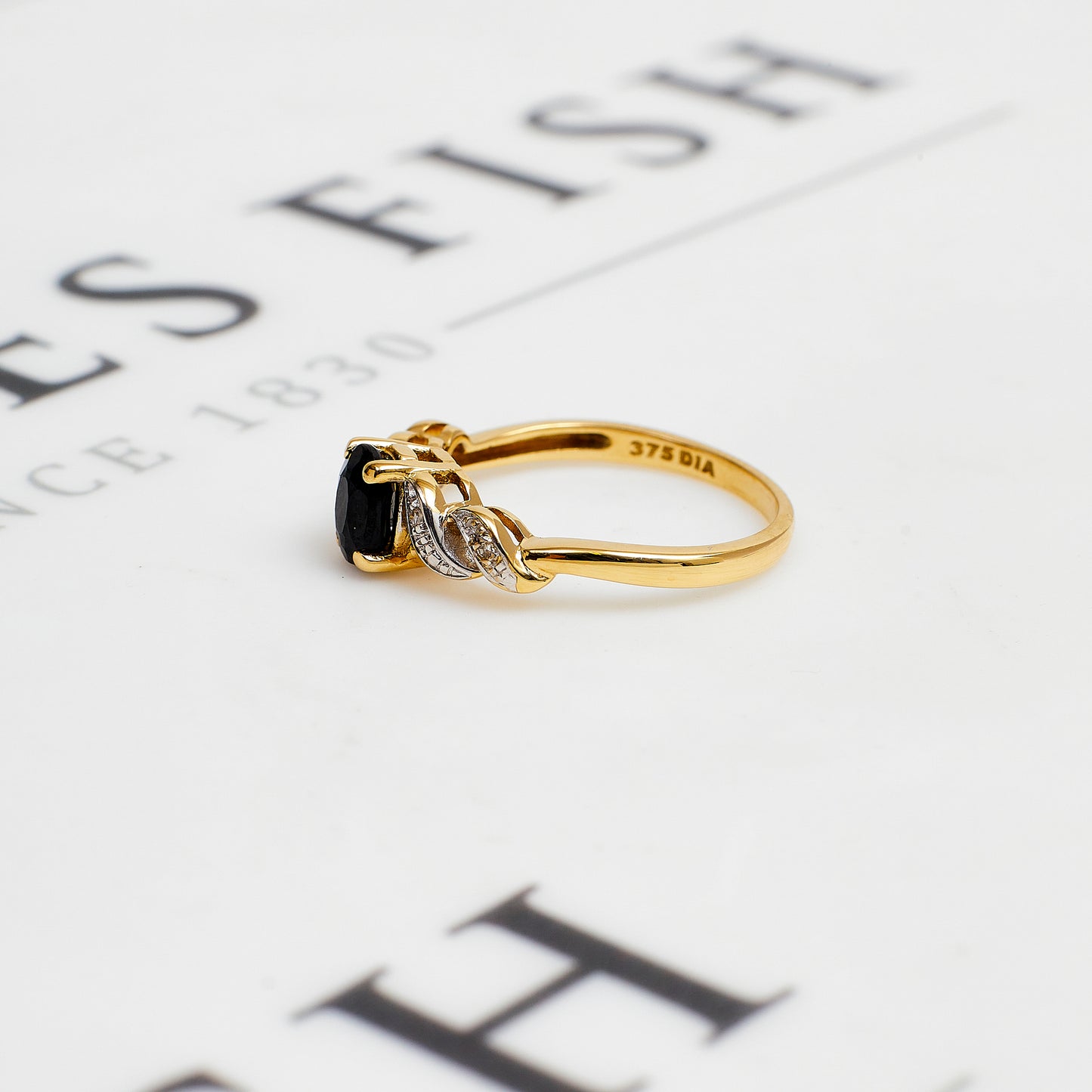 Pre-Owned 9ct Gold Oval Sapphire & Diamond Ring Size L.5