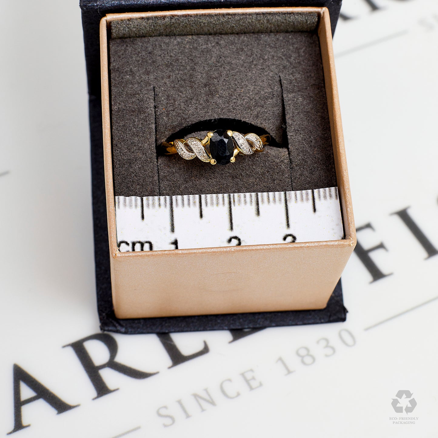 Pre-Owned 9ct Gold Oval Sapphire & Diamond Ring Size L.5