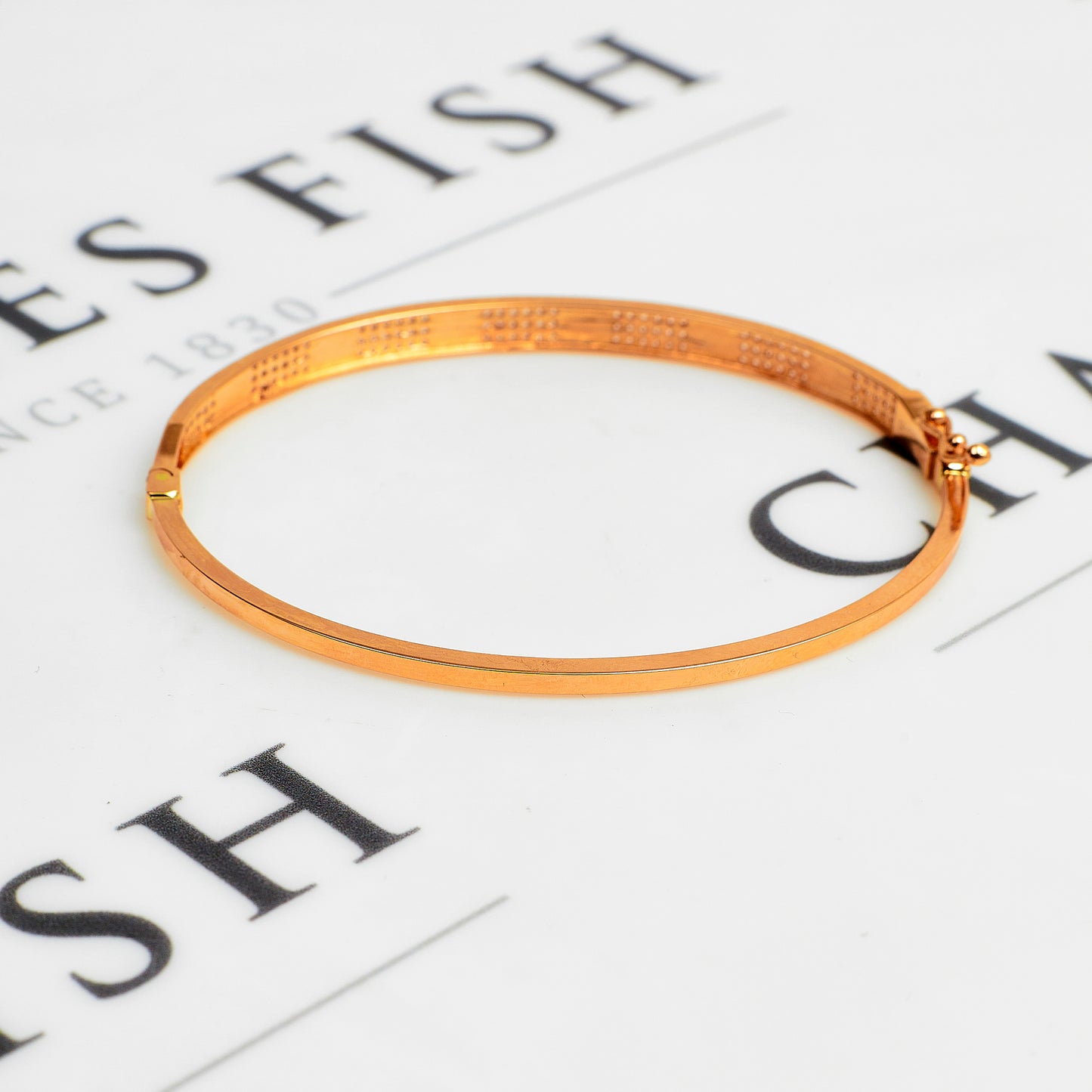 Pre-Owned 18ct Rose Gold CZ Screw Design Hinged Bangle