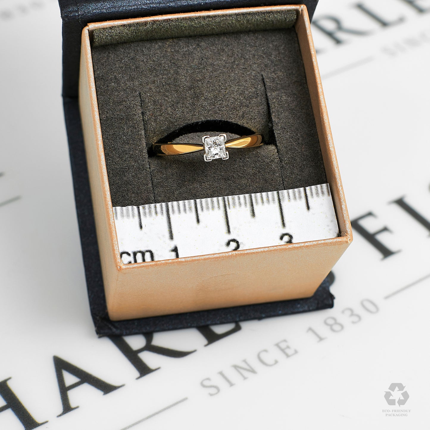 Pre-Owned 9ct Gold Princess Cut Diamond Ring Size N