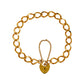 Pre-Owned 9ct Gold Curb Chain Bracelet & Heart Padlock