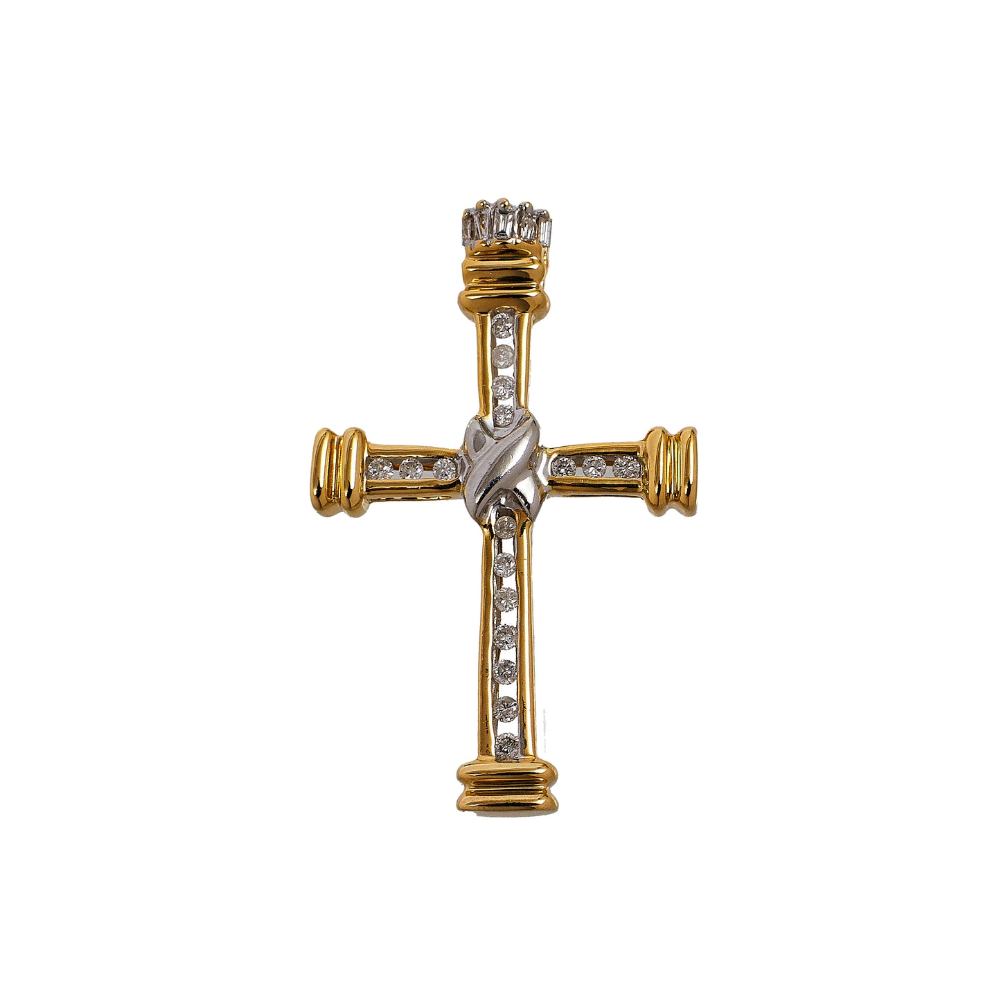 Pre-Owned 9ct Gold 2 Tone Diamond Cross Pendant