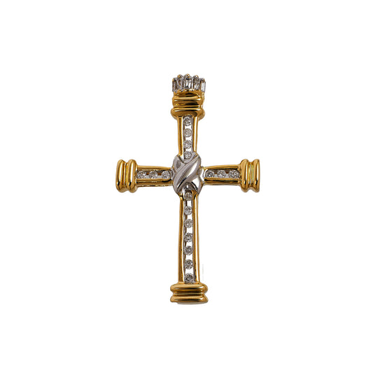 Pre-Owned 9ct Gold 2 Tone Diamond Cross Pendant