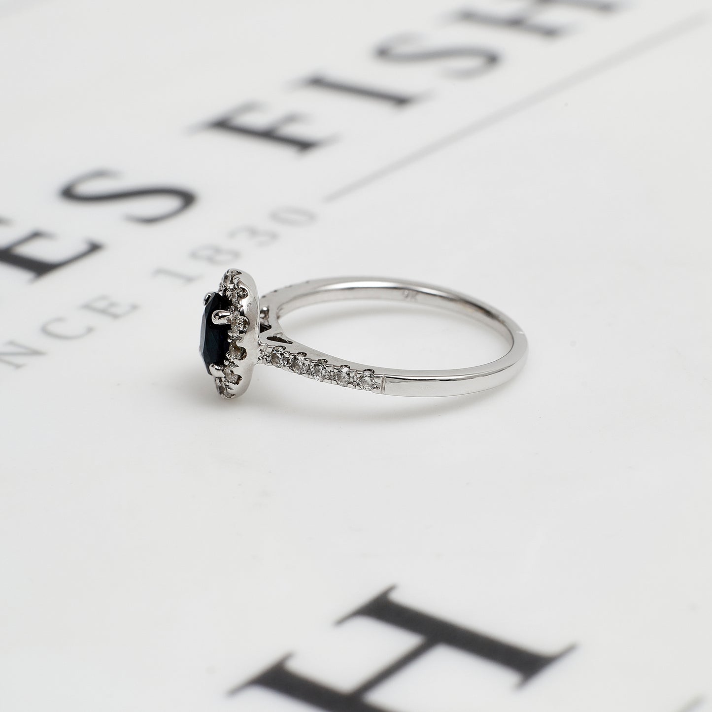 Pre-Owned 9ct White Gold Sapphire & Diamond Cluster Ring