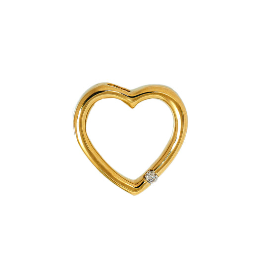 Pre-Owned 9ct Gold Single Diamond Floating Heart Pendant