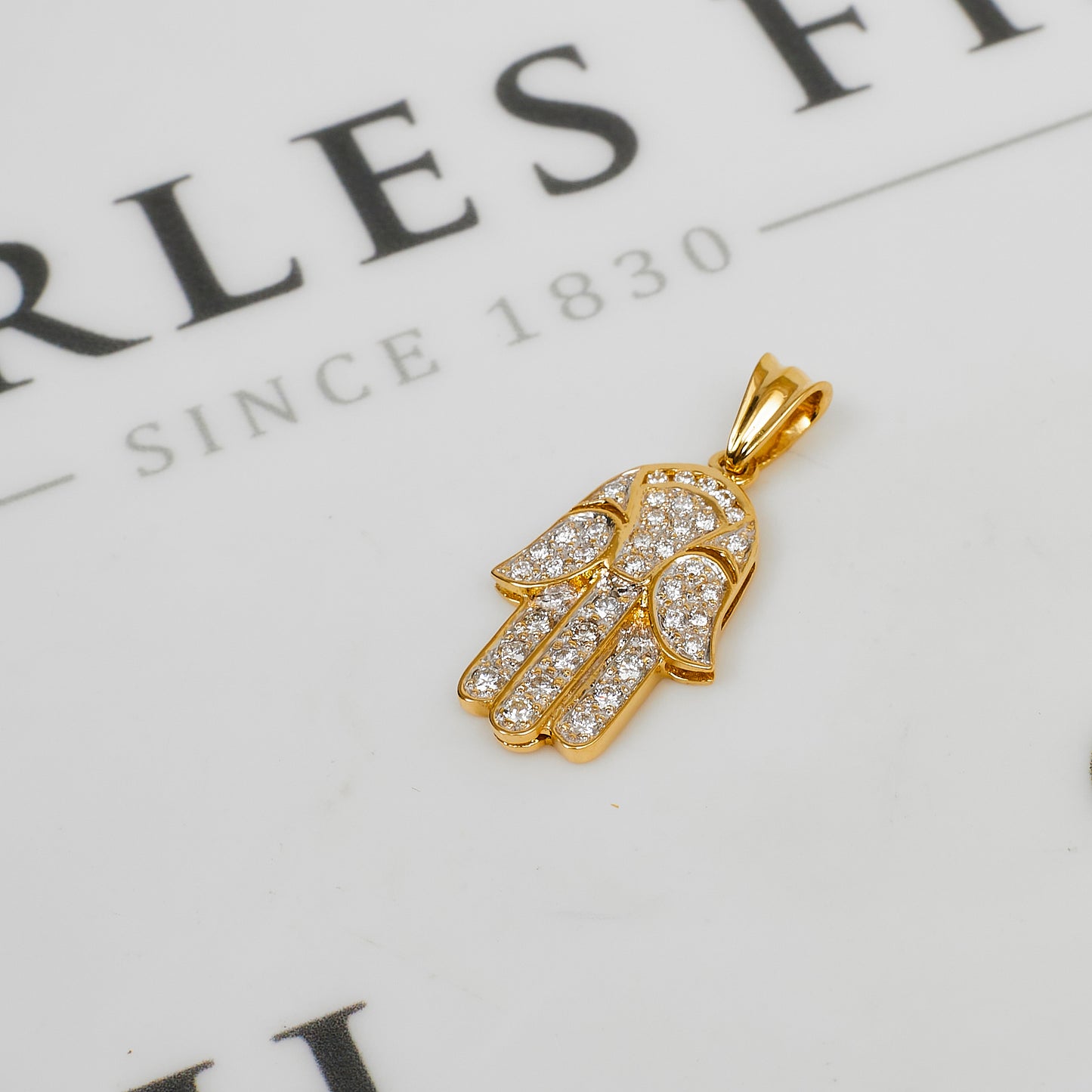 Pre-Owned 18ct Gold CZ Hamsa Pendant
