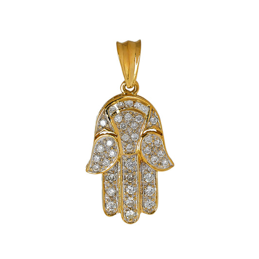 Pre-Owned 18ct Gold CZ Hamsa Pendant