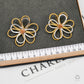 Pre-Owned 18ct Gold Oversized Tricolor Flower Earrings