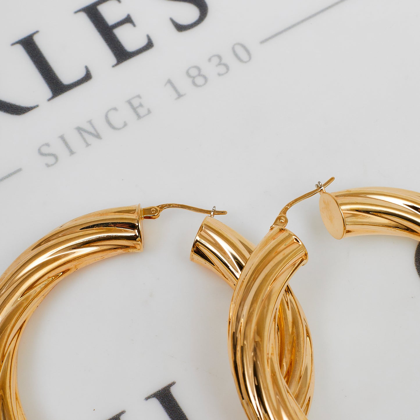 Pre-Owned Oversized 9ct Gold Twist Creole Hoop Earrings