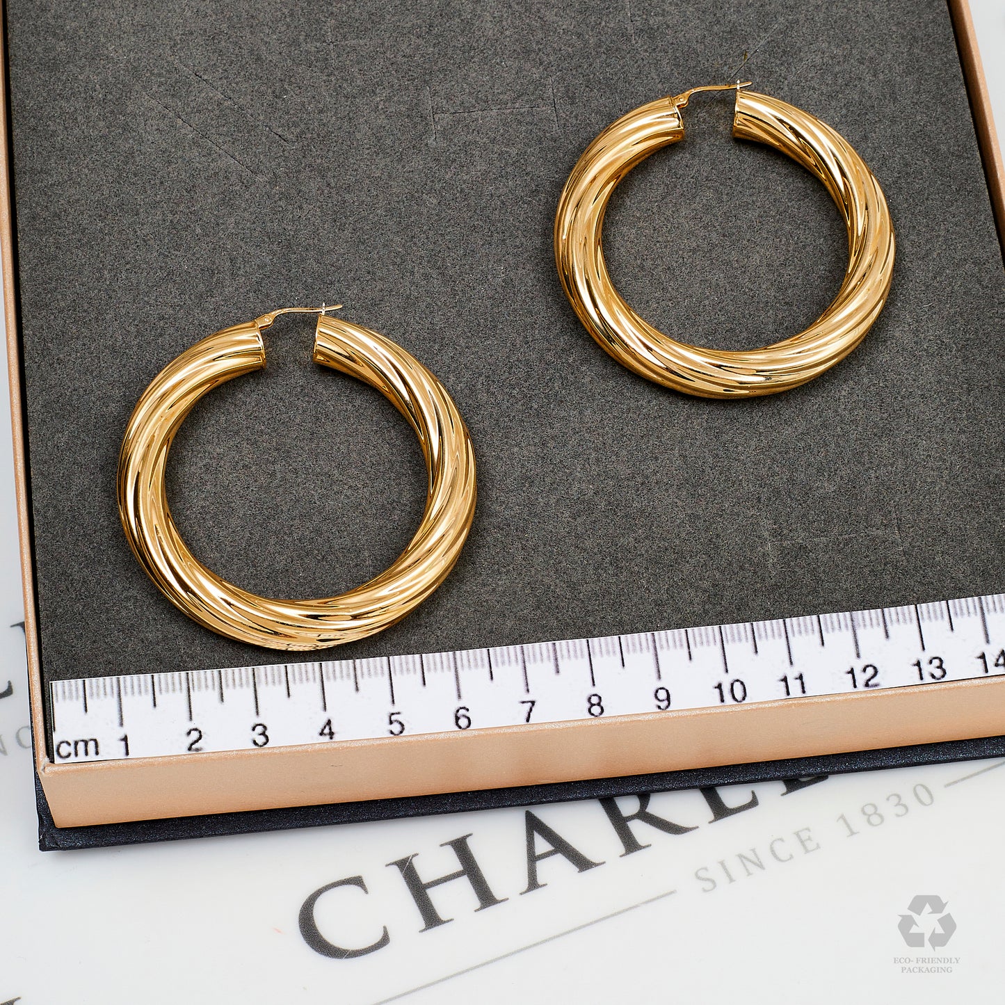 Pre-Owned Oversized 9ct Gold Twist Creole Hoop Earrings