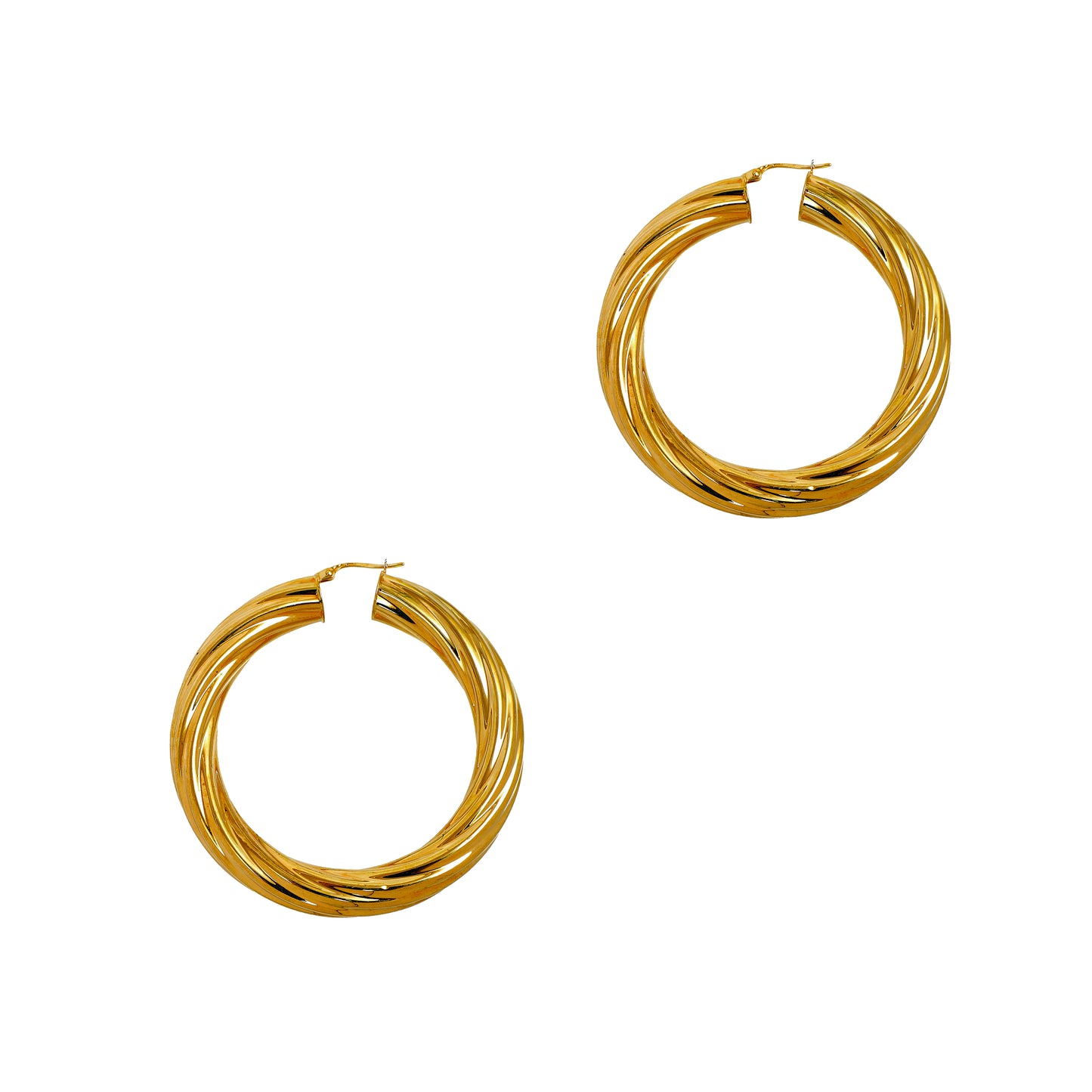 Pre-Owned Oversized 9ct Gold Twist Creole Hoop Earrings