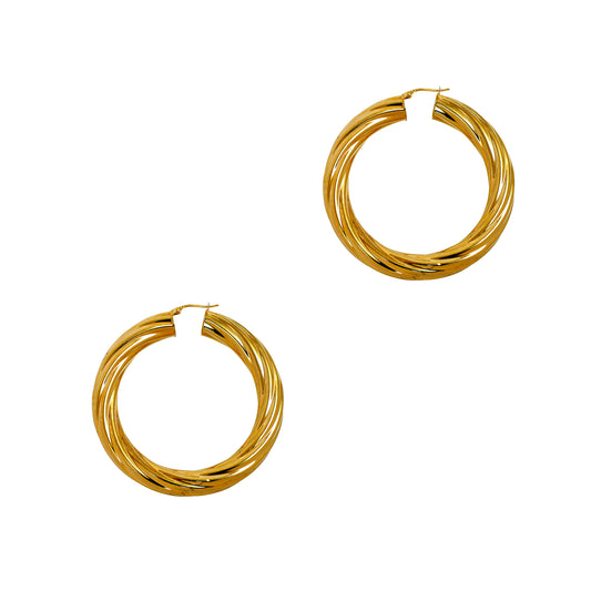 Pre-Owned Oversized 9ct Gold Twist Creole Hoop Earrings