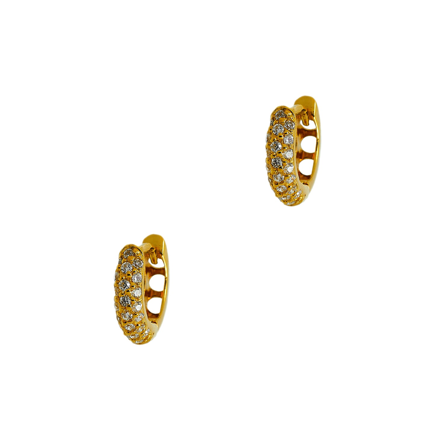 Pre-Owned 9ct Gold CZ Huggie Hoop Earrings