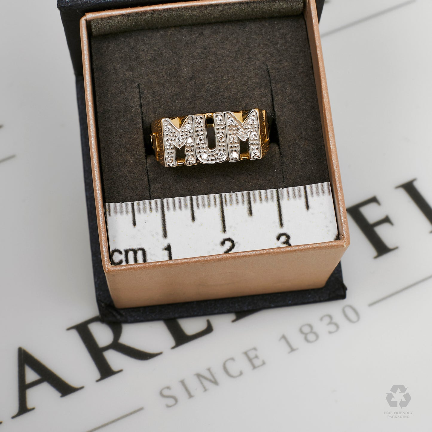 Pre-Owned 9ct Gold CZ MUM Cherish Ring Size N.5