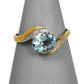Pre-Owned 9ct Gold Oval Aquamarine & Diamond Ring Size V