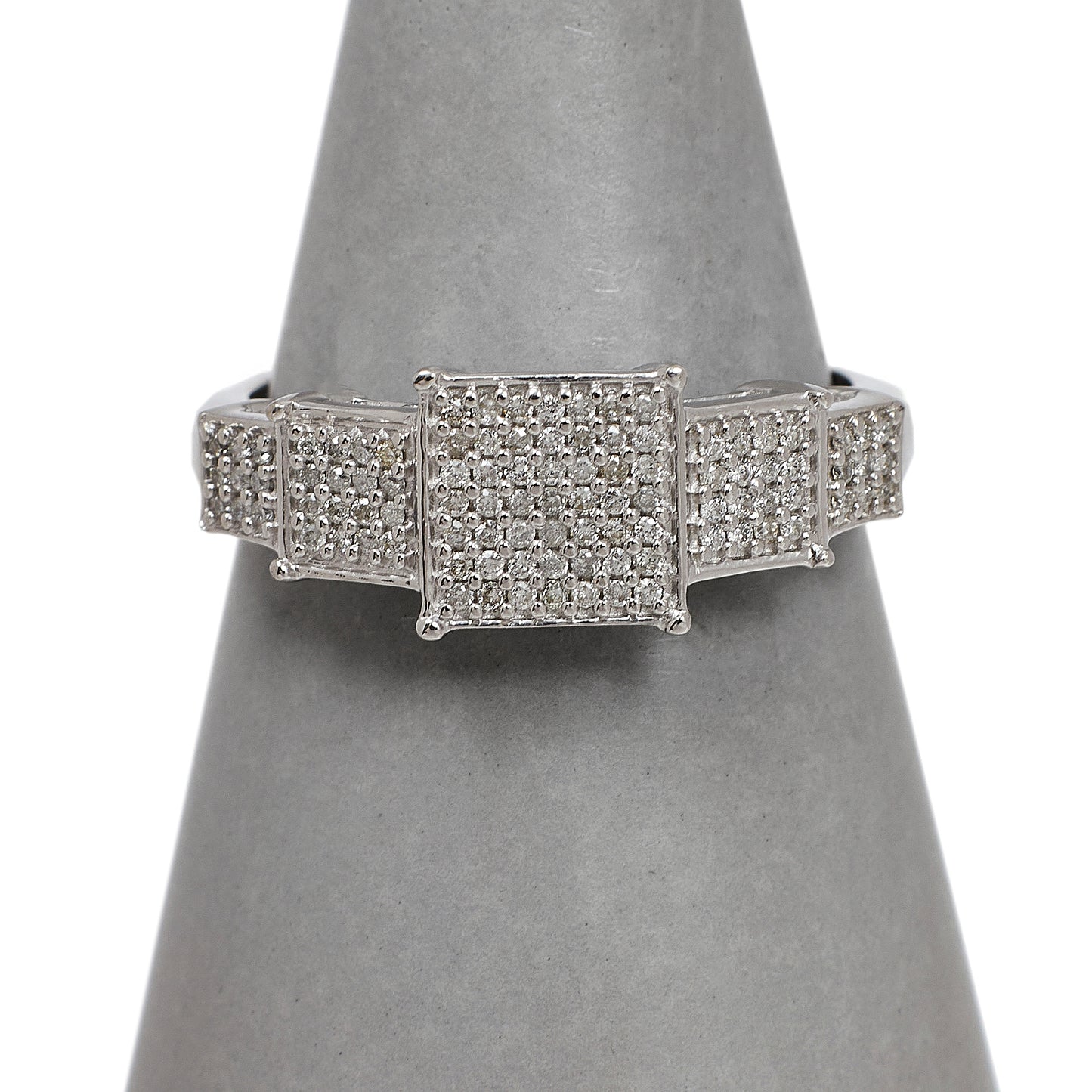 Pre-Owned 9ct White Gold & Diamond 5 Square Design Ring