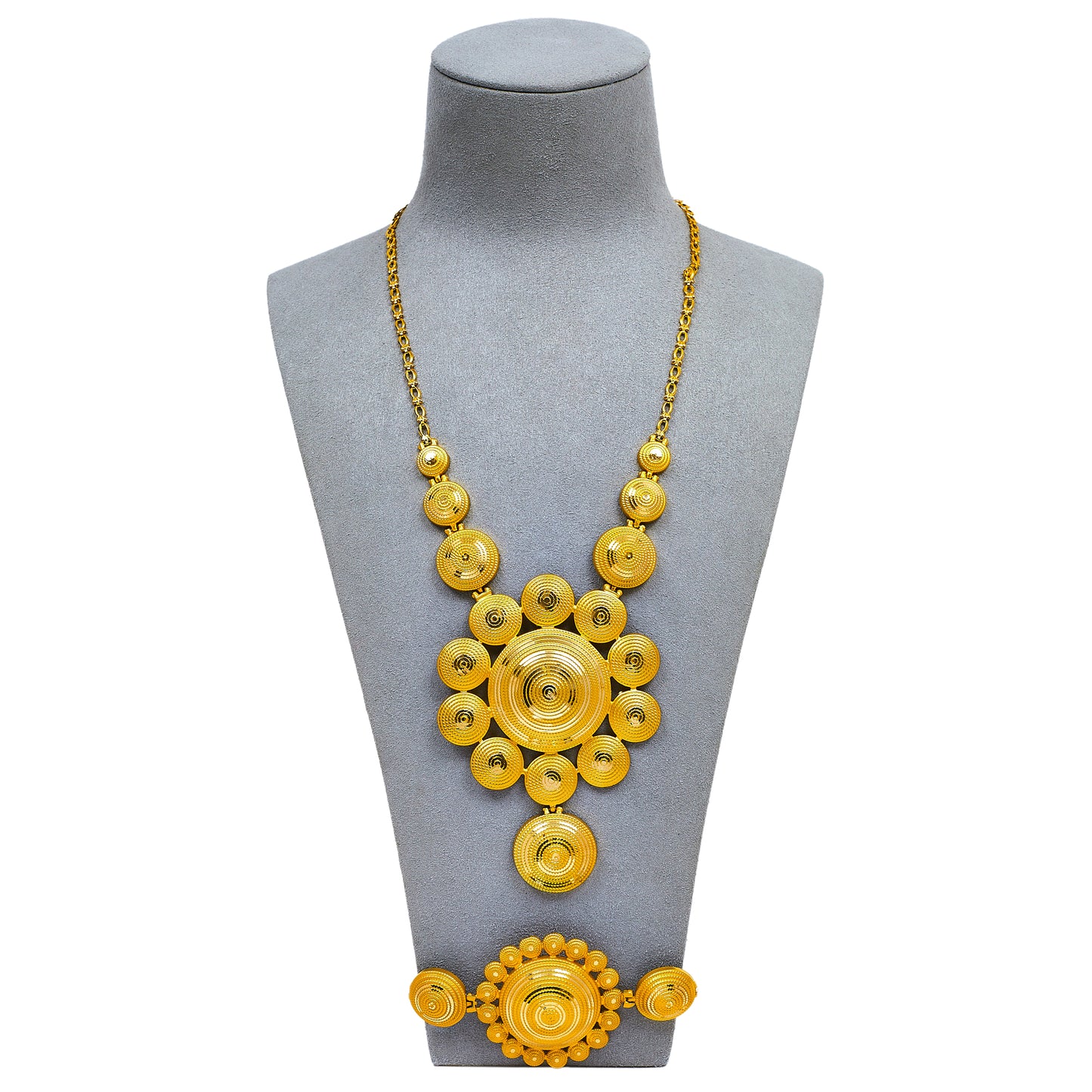 Pre-Owned 14ct Dome Design Collar Necklace & Bracelet SET