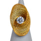 Pre-Owned 14ct Gold CZ Oversized Swirl Design Ring Size S