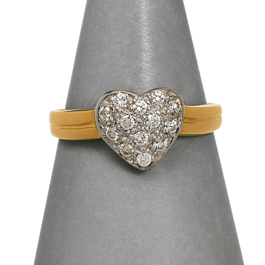 Pre-Owned 9ct Gold CZ Heart Ring Size R.5