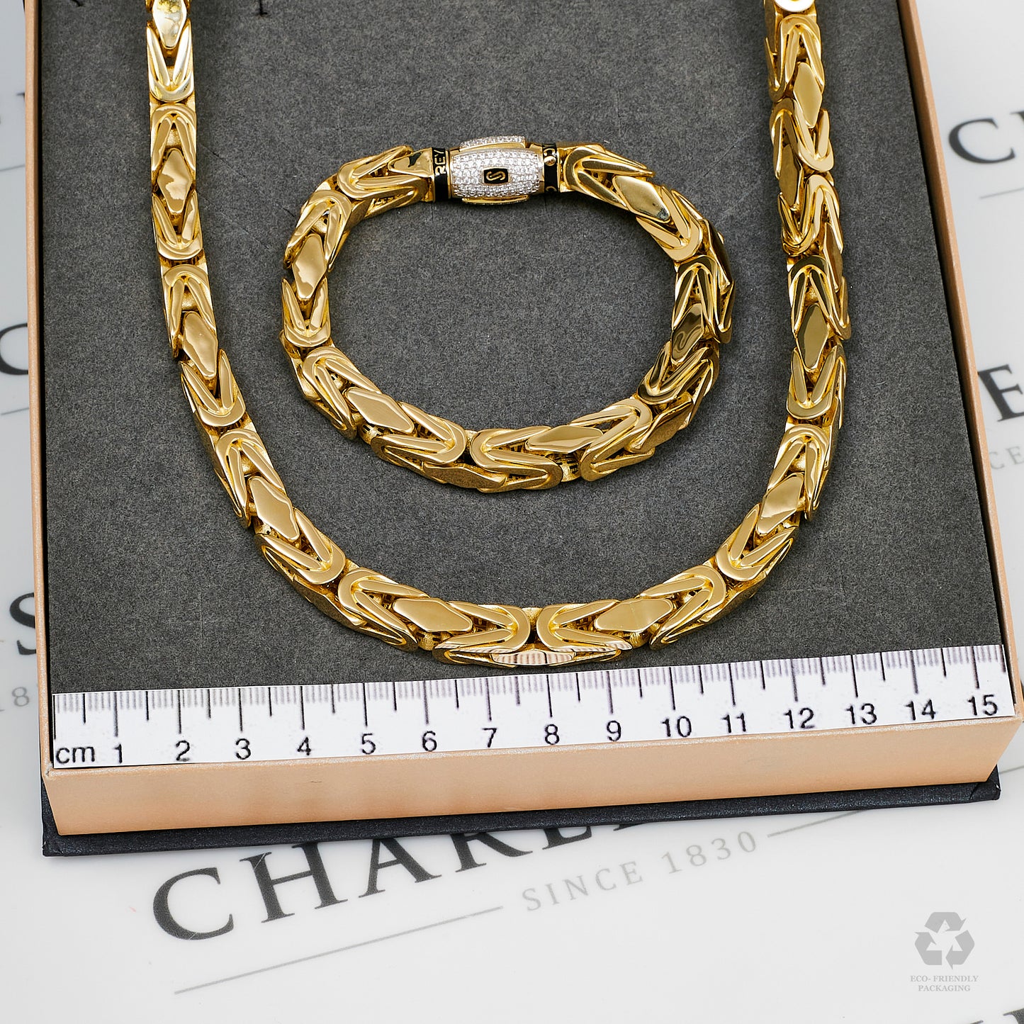 Pre-Owned 14ct Gold Byzantine Necklace & Bracelet SET
