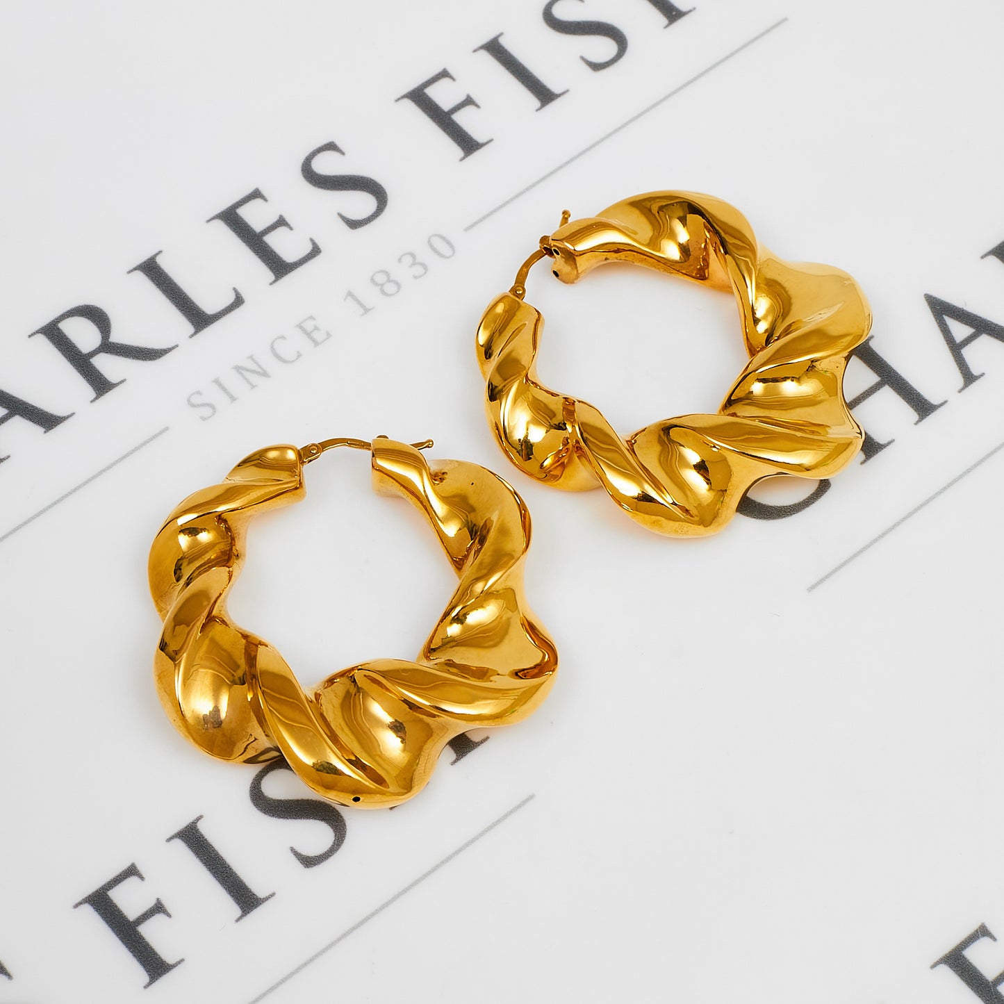 Pre-Owned 18ct Gold Oversized Twist Creole Hoop Earrings