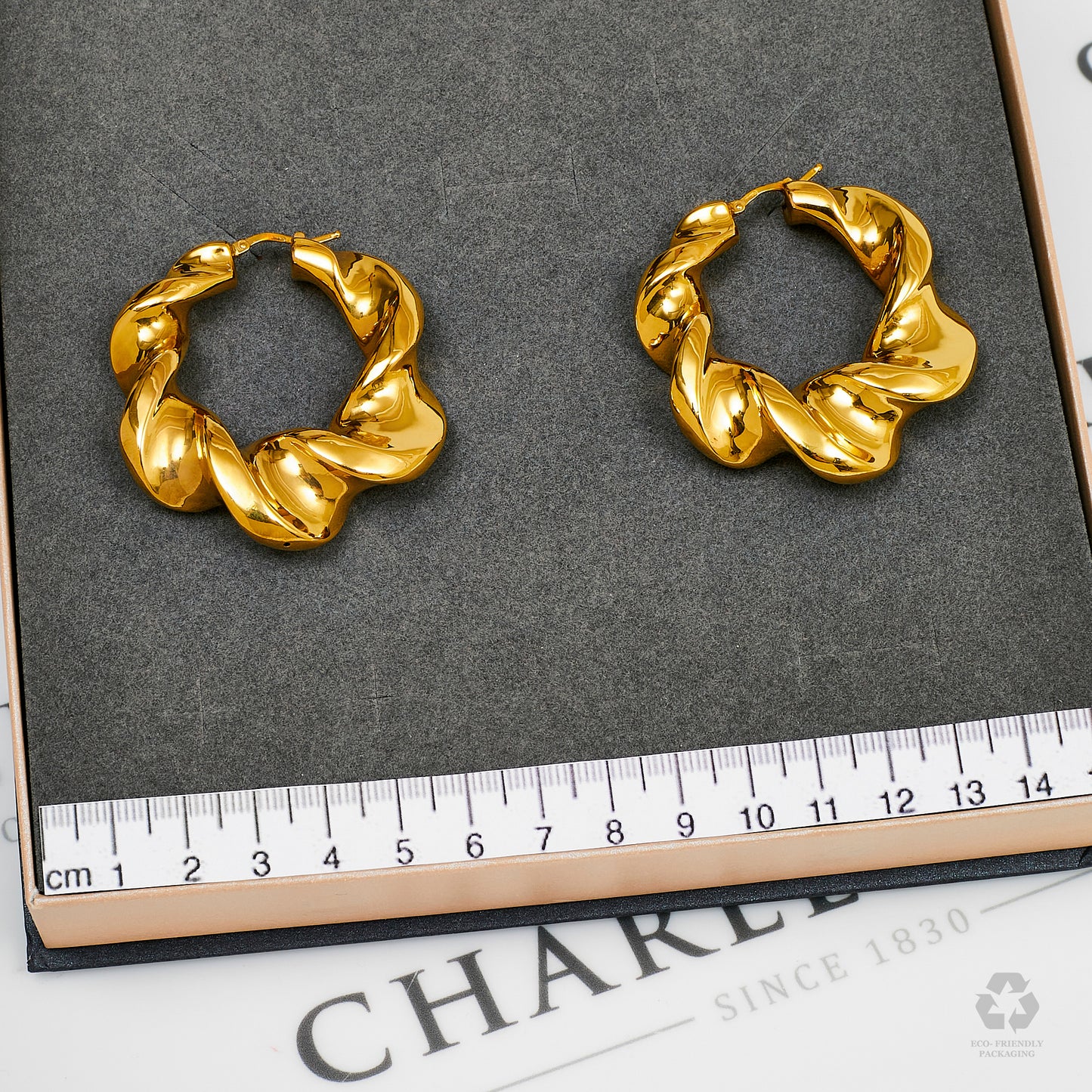 Pre-Owned 18ct Gold Oversized Twist Creole Hoop Earrings